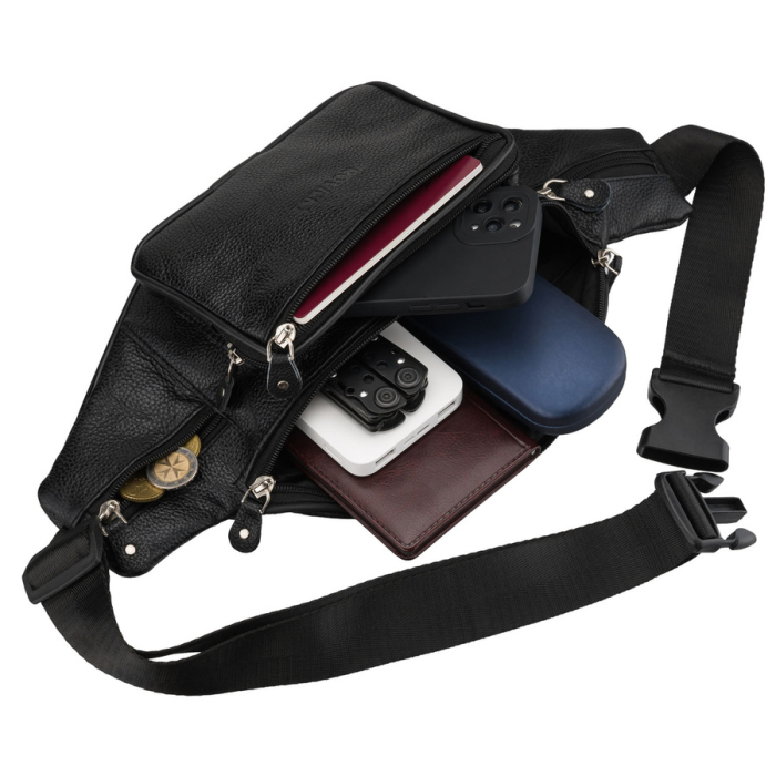 Geantă bărbătească din piele neagră cu închidere cu fermoar, compartiment unic - Rovicky PTR-R-3011-CLB-1807 BLAC [10]