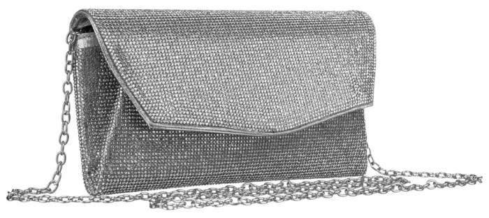 Geantă clutch de damă elegantă cu zirconi - Peterson PTR-PTN XS102-8733 SIL [1]