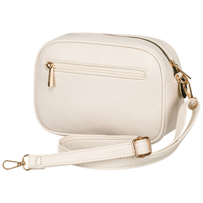Geantă elegantă de damă bej cu accesorii aurii, două curea de umăr, piele ecologică Peterson PTR-PTN STY-2-F19 L.BEIG [4]