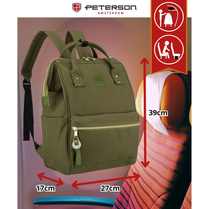 Rucsac de damă verde din poliester cu compartiment pentru laptop și bretele reglabile - Peterson PTR-PTN ALFA GREEN [3]