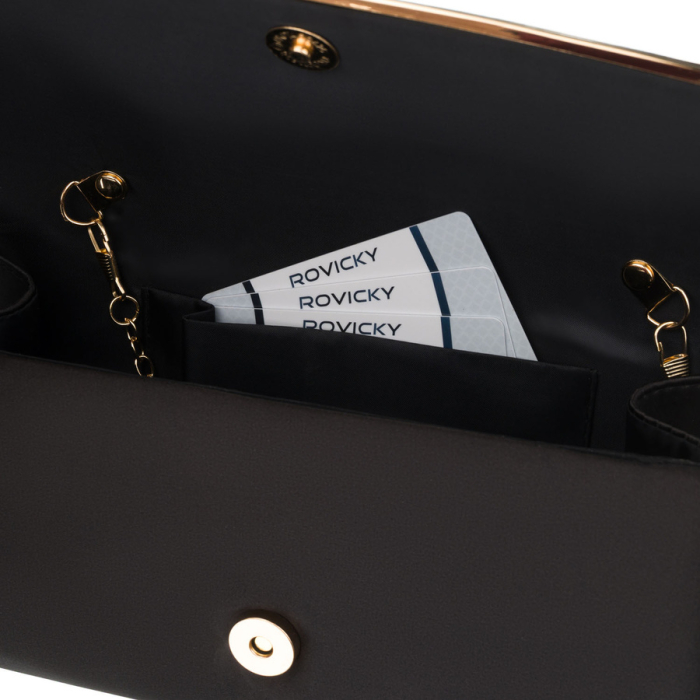 Geantă de damă neagră, elegantă, din material sintetic, cu buzunar interior - Rovicky PTR-R-XS028-3-0658 BLACK [6]