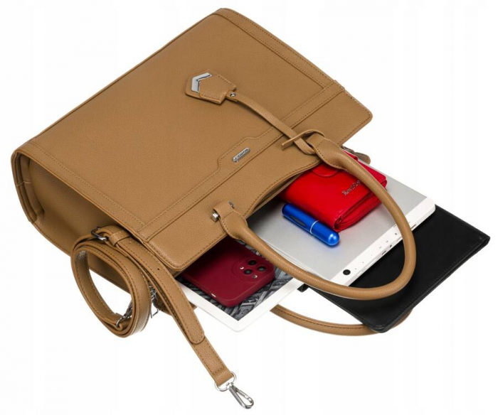 Geanta shopper de dama eleganta, incapatoare, din piele ecologica - Rovicky PTR-R-072-02-0324 BEI [7]