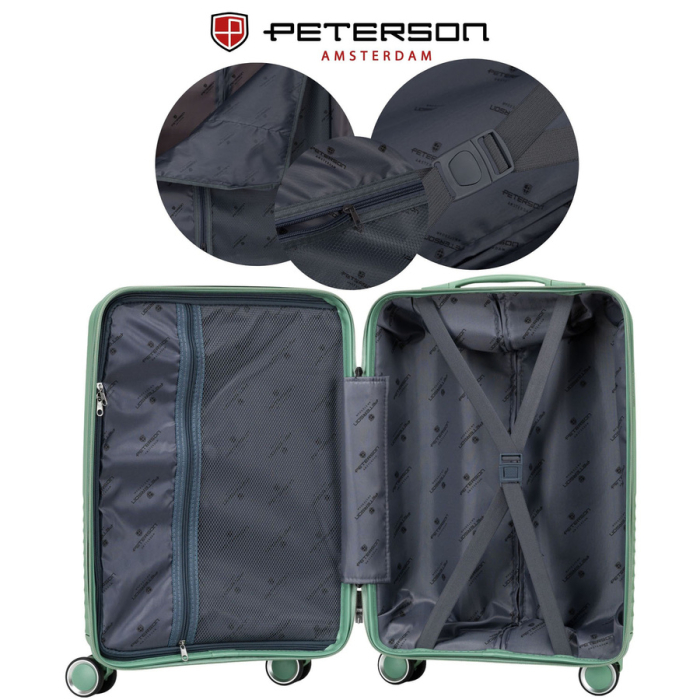 Valiză de cabină verde cu mâner telescopic - Peterson PTR-PTN PP-09-W-S-1488 G [5]