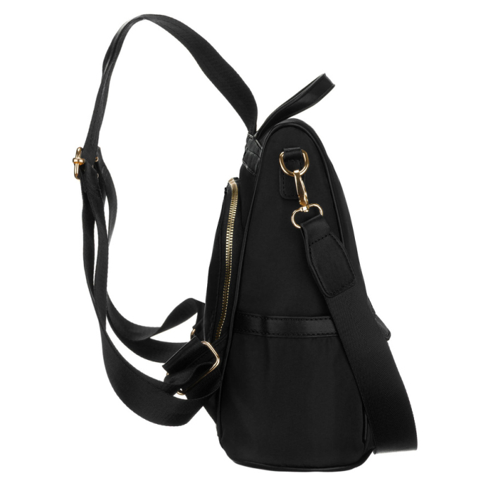 Rucsac negru de damă din nailon și piele ecologică cu bretele reglabile - Peterson PTR-PTN JN-12-0191 BLACK [8]
