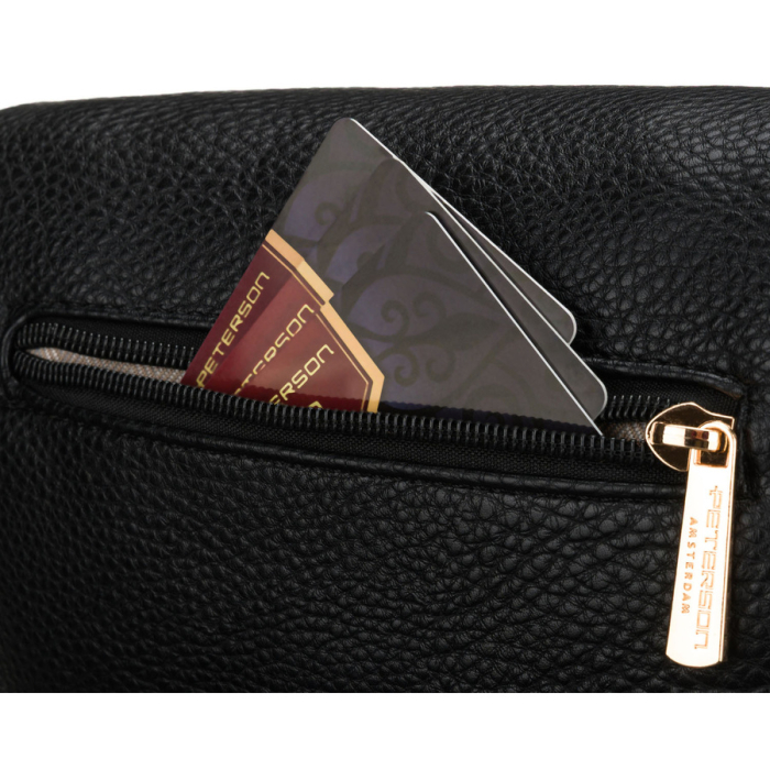 Geantă elegantă de damă din piele ecologică de culoare neagră - Peterson PTR-PTN MIS-08-2041 BLAC [8]
