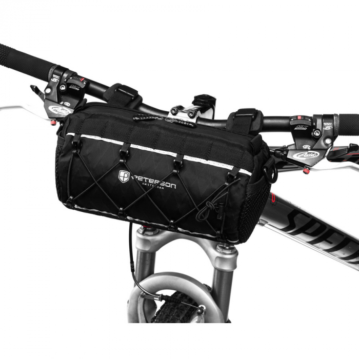 Geantă neagră de bicicletă pentru ghidon, fabricată din materiale impermeabile - Peterson PTR-PTN ML09-NYL-7417 BL [2]