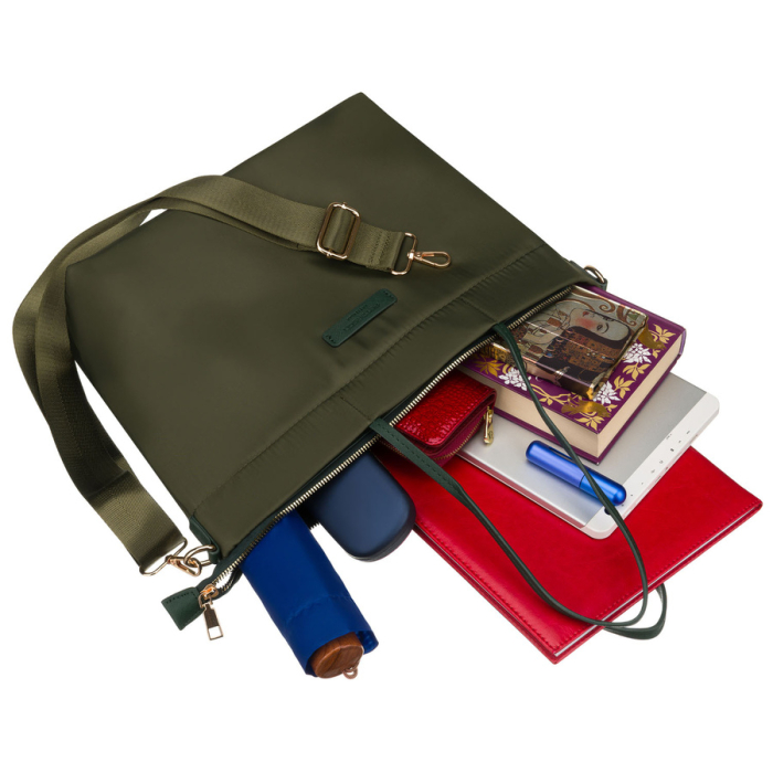 Geantă de damă verde din nylon, cu un singur compartiment, cu curea detașabilă și reglabilă - Peterson PTR-PTN JN-10-0122 GREEN [12]