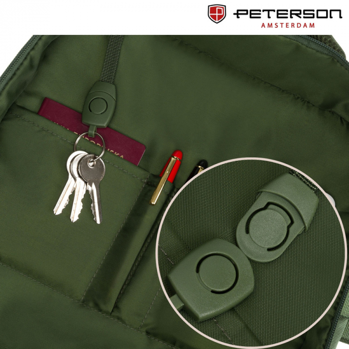 Rucsac de călătorie verde cu spațiu pentru laptop și port USB - Peterson PTR-PTN 24421-5111 GREEN [29]
