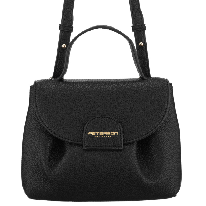 Geantă de damă tip messenger din piele ecologică neagră cu buzunar exterior - Peterson PTR-PTN TOR-ALE-28 BLACK [2]