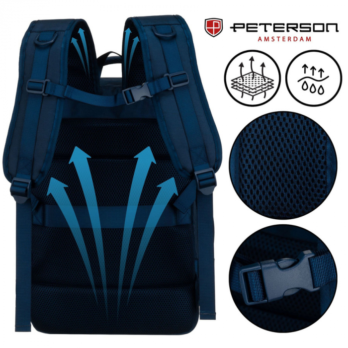 Rucsac de călătorie bleumarin cu port USB - Peterson PTR-PTN 24421-5098 NAVY [11]