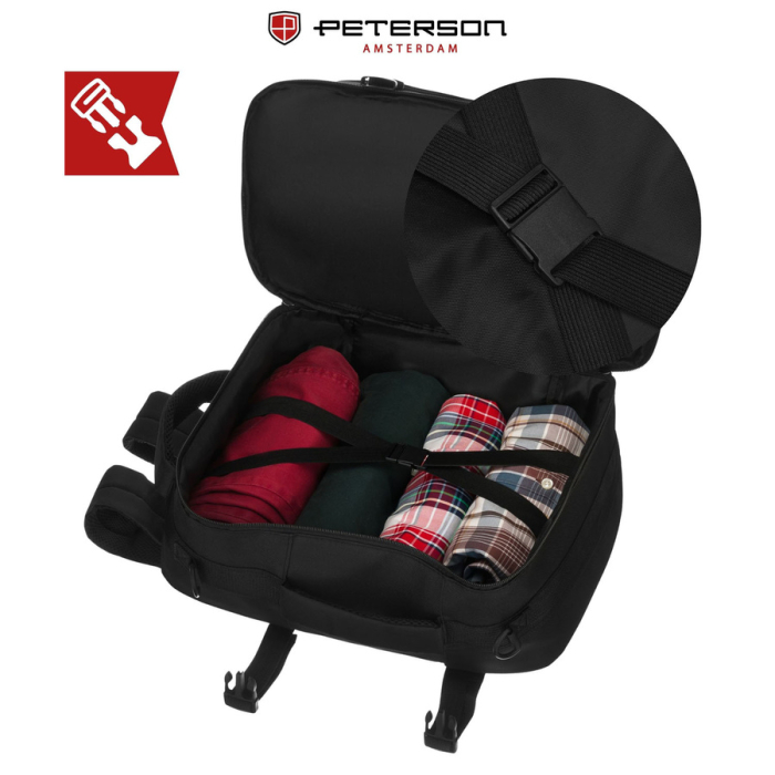 Rucsac de călătorie negru din poliester cu două compartimente, perfect pentru bagajul de mână - Peterson PTN GAWRON-6-9621 BL [13]