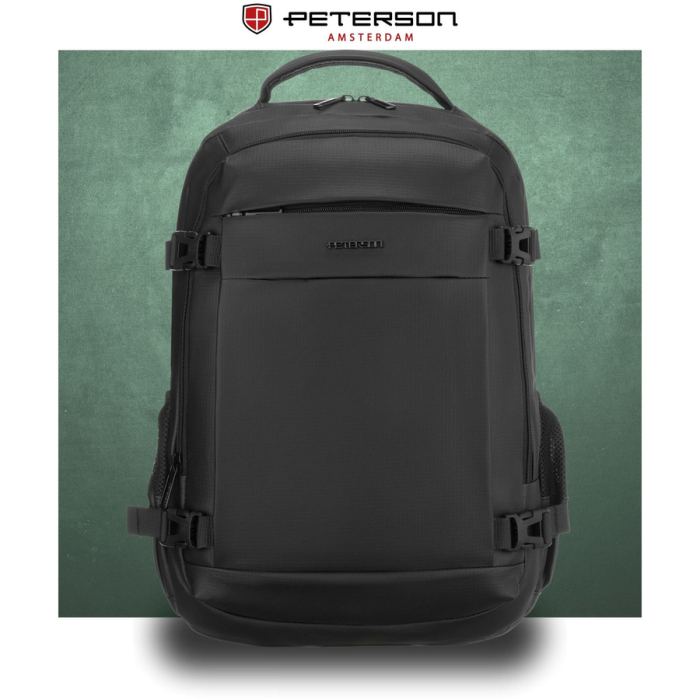 Rucsac mare de călătorie negru cu compartiment pentru laptop și închidere cu fermoar - Peterson PTR-PTN HY242-7048 BLACK [5]