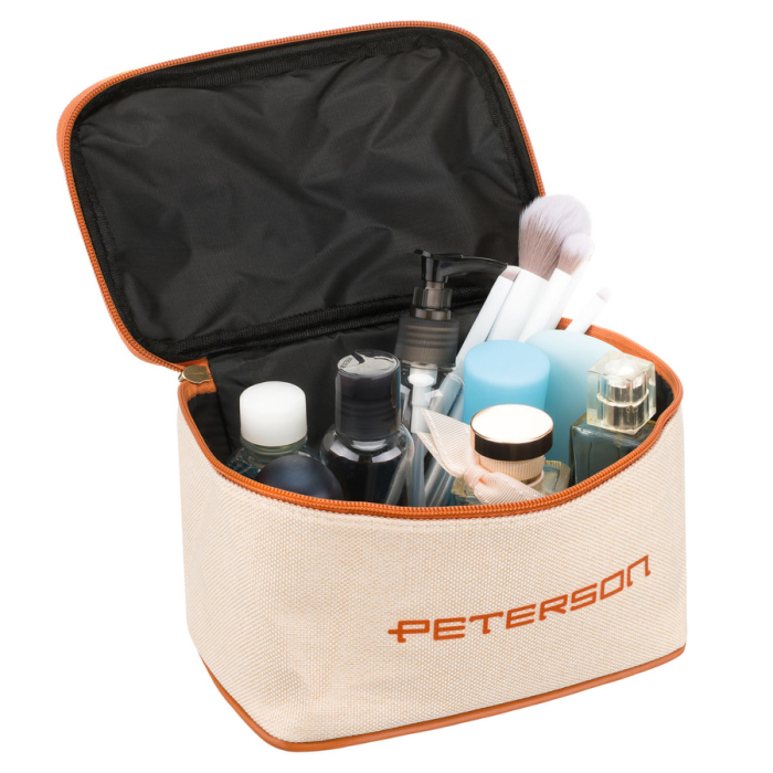 Geantă cosmetică din material sintetic bej și maro, cu mâner și închidere cu fermoar - Peterson PTR-PTN KOS-DA-16-3491 B [4]