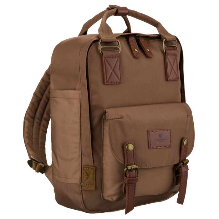 Rucsac de damă din poliester și piele ecologică maro, cu un singur compartiment - Peterson PTR-PTN GAMMA BROWN [1]
