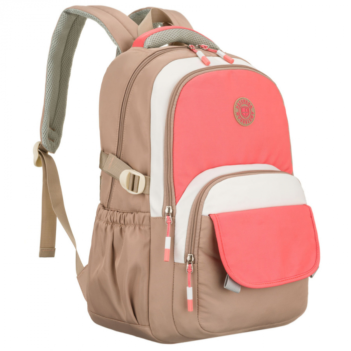 Rucsac școlar pentru copii din poliester bej și roz cu compartiment pentru laptop - Peterson PTR-PTN 8592-1372 BEIGE [1]