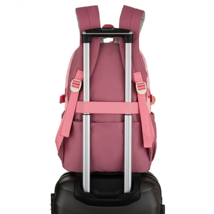 Rucsac școlar spațios din poliester roz, cu bretele reglabile - Peterson PTR-PTN 8610-1327 PINK [6]