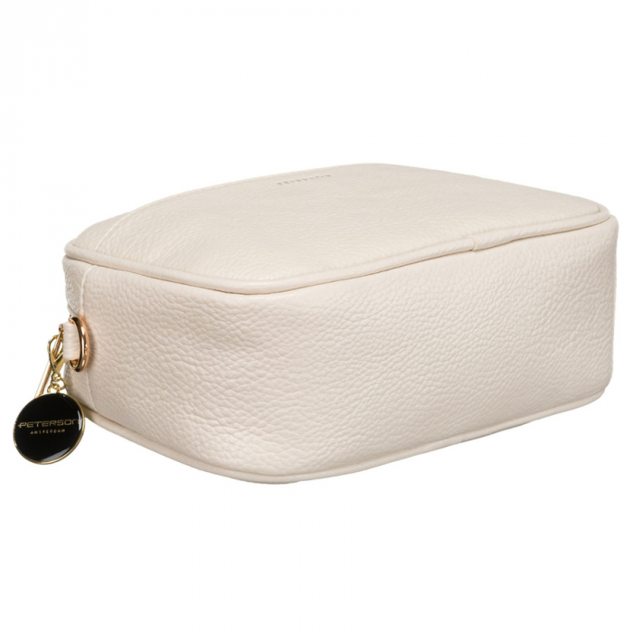 Geantă elegantă de damă bej cu accesorii aurii, două curea de umăr, piele ecologică Peterson PTR-PTN STY-2-F19 L.BEIG [5]
