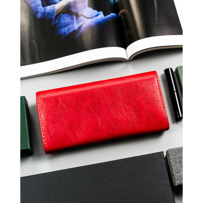 Portofel orizontal clasic pentru femei din piele ecologică, roșu, cu capsă 4U CAVALDI PTR-CHWJ-05-4825 [3]