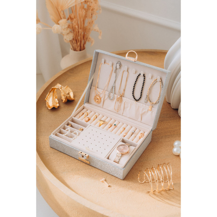 Cutie de bijuterii din argint cu spațiu dedicat pentru ceas, încuiabilă cu cheie și zăvor - Peterson PTR-PTN SZK-13-6001 BL-S [5]