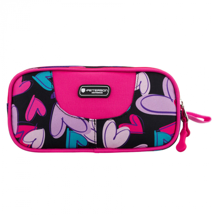 Penar școlar multicolor din poliester cu inimioare, închis cu fermoare - Peterson PTR-PTN MOTYLEK-5189 G54 [2]