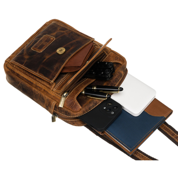 Geantă mică de tip messenger pentru bărbați, de culoare maro, din piele naturală - Peterson PTR-PTN PR-99-TMH-5962 T [8]