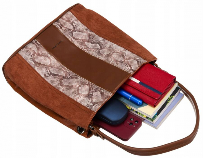 Geanta de dama din piele ecologica cu model de sarpe - David Jones PTR-6885-4 COG [7]