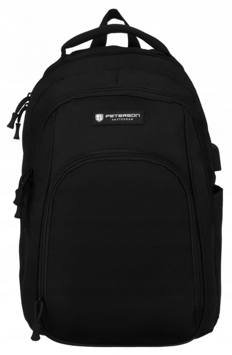 Rucsac negru pentru școală cu port USB - Peterson PTN 77711-6661 BL [2]