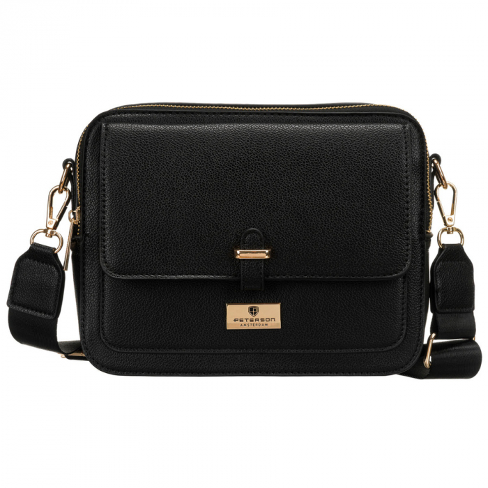 Geantă de damă neagră, urbană, din piele ecologică - Peterson PTN TOR-ALE-21 BLACK [4]