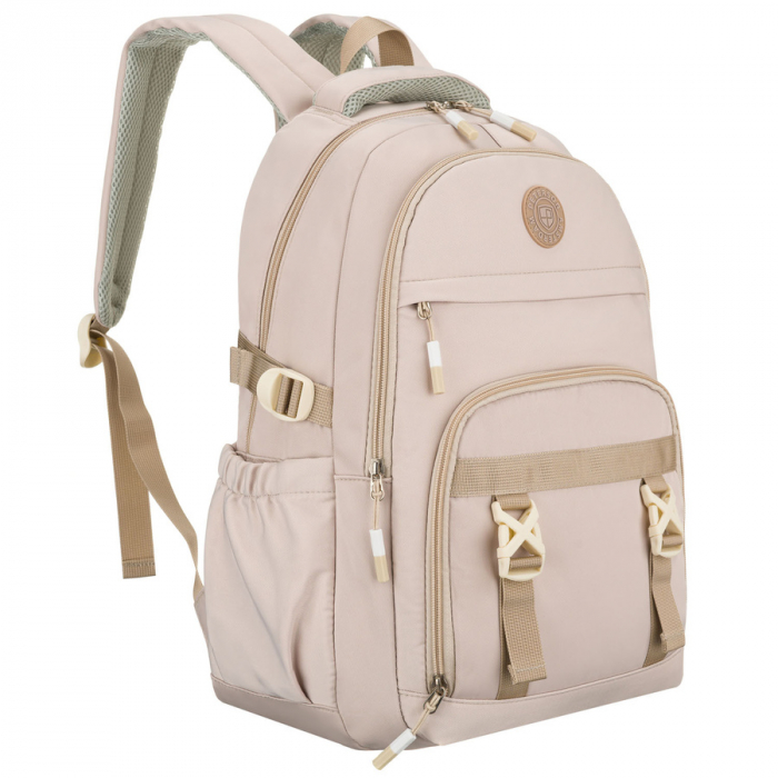 Rucsac școlar bej, la modă, din poliester, cu bretele reglabile - Peterson PTR-PTN 8594-1389 BEIGE [1]