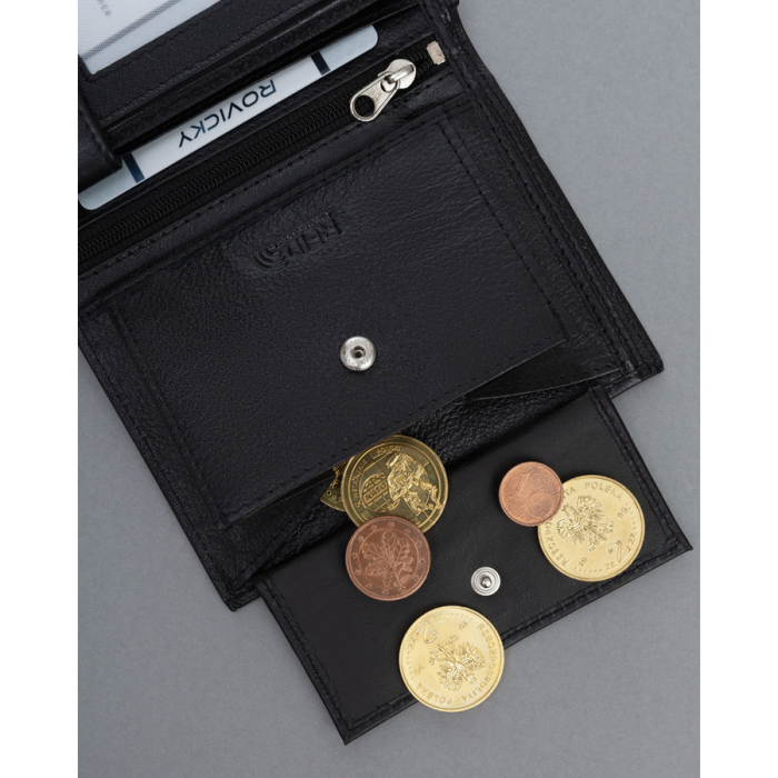 Portofel mare bărbătesc din piele neagră, fără închidere exterioară - 4U Cavaldi PTR-N4-P-PDM-BL BLACK [10]