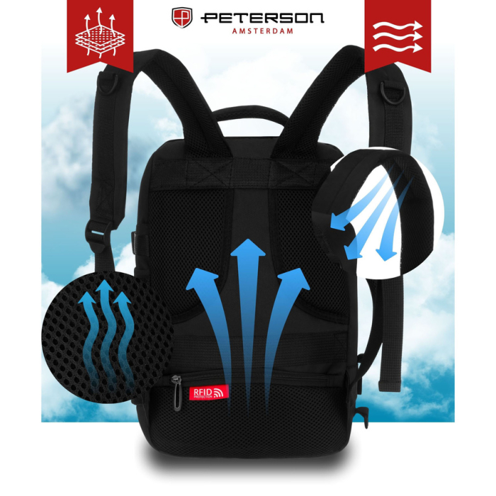 Rucsac negru de călătorie, perfect pentru bagajul de mână - Peterson PTR-PTN GAWRON-4-9614 BL [11]