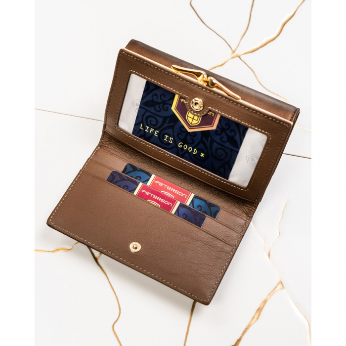 Portofel din piele pentru femei Peterson PTR-PTN PS108-HNL BROWN [6]