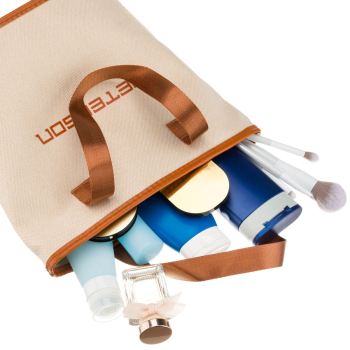 Geantă cosmetică din material sintetic bej și maro cu închidere cu fermoar - Peterson PTR-PTN KOS-DA-15-3477 B [8]