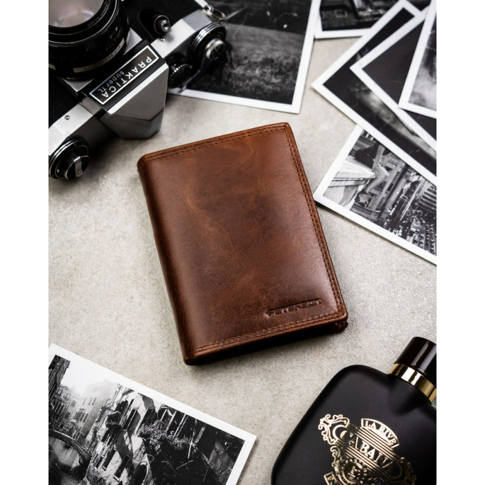 Portofel bărbătesc vertical din piele maro, fără închidere exterioară - Peterson PTR-PTN N4-LWC-0697 COGN [3]