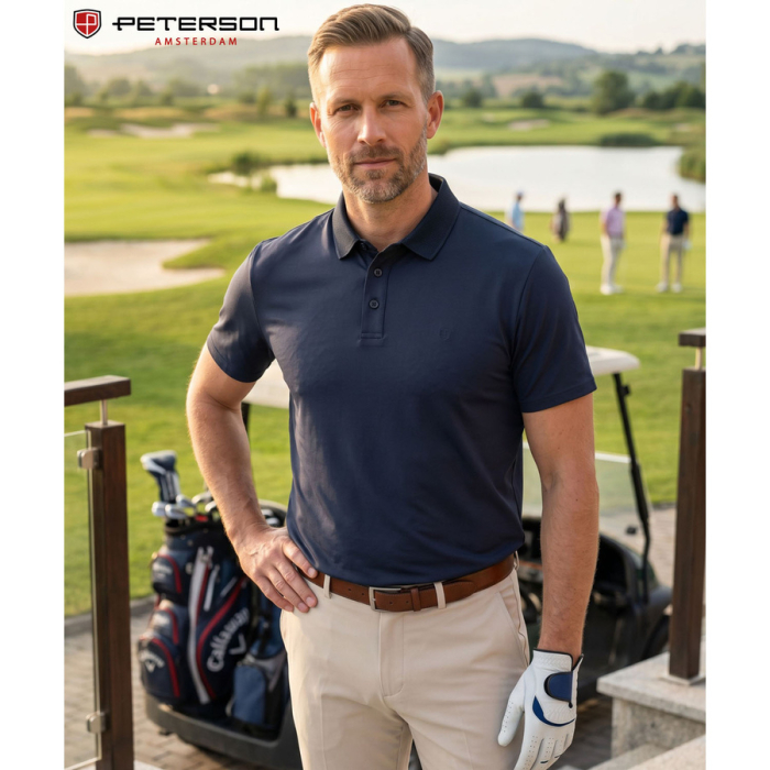 Tricou polo albastru pentru bărbați, mărimi de la M la XL - Peterson [5]