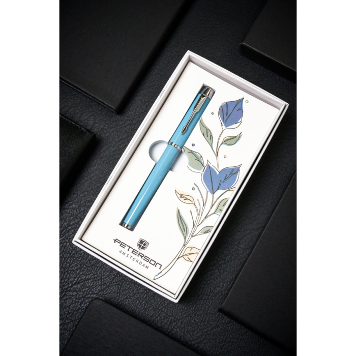 Pix cu bilă din metal albastru și argintiu cu mină neagră - Peterson PTR-PTN 222-GB L.BLUE-SI [2]
