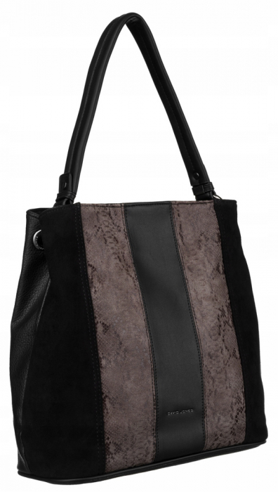 Geanta de dama din piele ecologica cu model de sarpe - David Jones PTR-6885-4 BL [9]