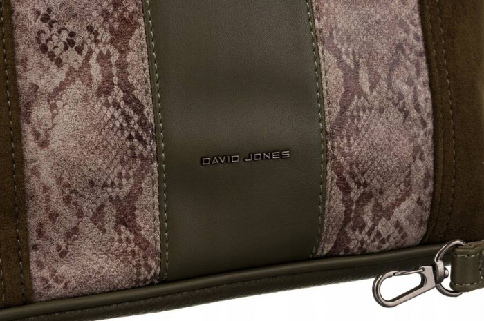 Geanta de dama din piele ecologica cu motiv piele de sarpe - David Jones PTR-6885-5 KHAKI [4]