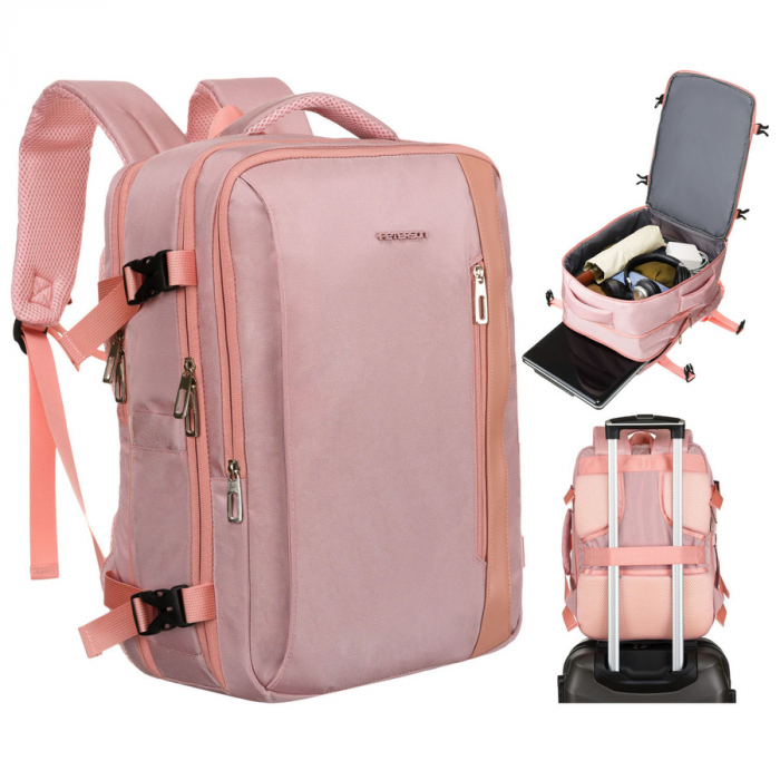 Rucsac cu spațiu pentru laptop roz, suspendat pe bretele reglabile - Peterson PTR-PTN 24403-6942 PINK [1]