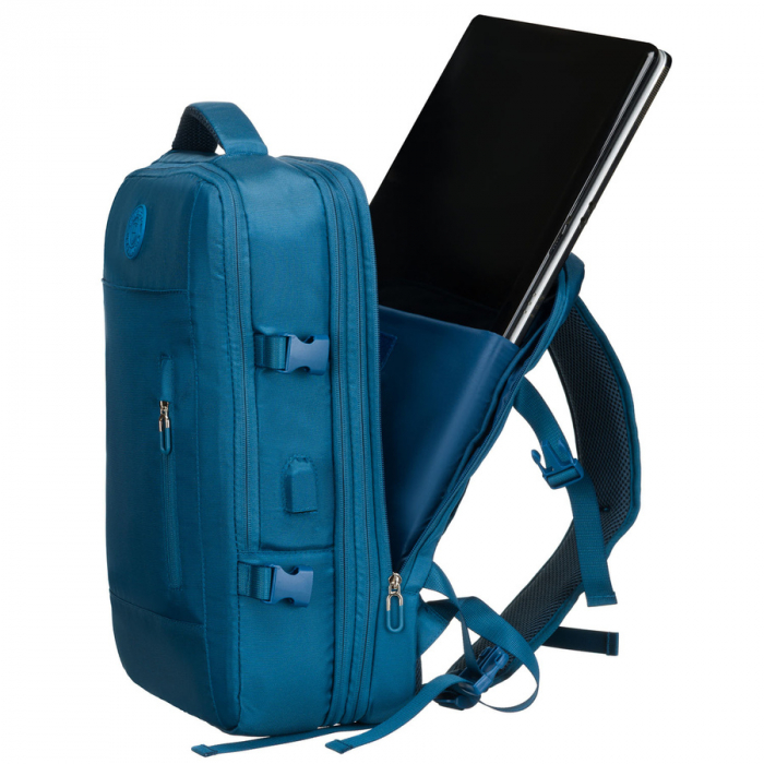 Rucsac de călătorie albastru, perfect pentru bagajul de mână și echipat cu curele de compresie - Peterson PTR-PTN 24421-5104 BLUE [13]