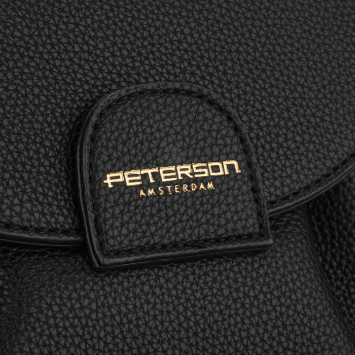 Geantă de damă tip messenger din piele ecologică neagră cu buzunar exterior - Peterson PTR-PTN TOR-ALE-28 BLACK [4]