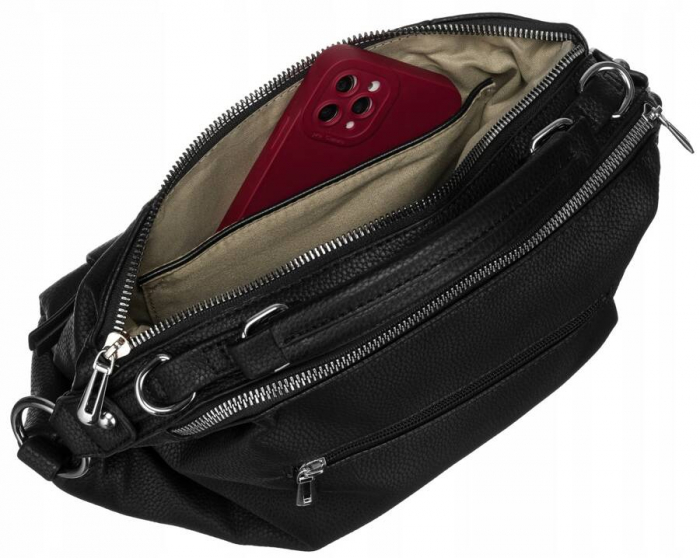 Geanta messenger dama din piele ecologica cu bretele detasabile - Flora&Co PTR-H3605 NOIR [6]