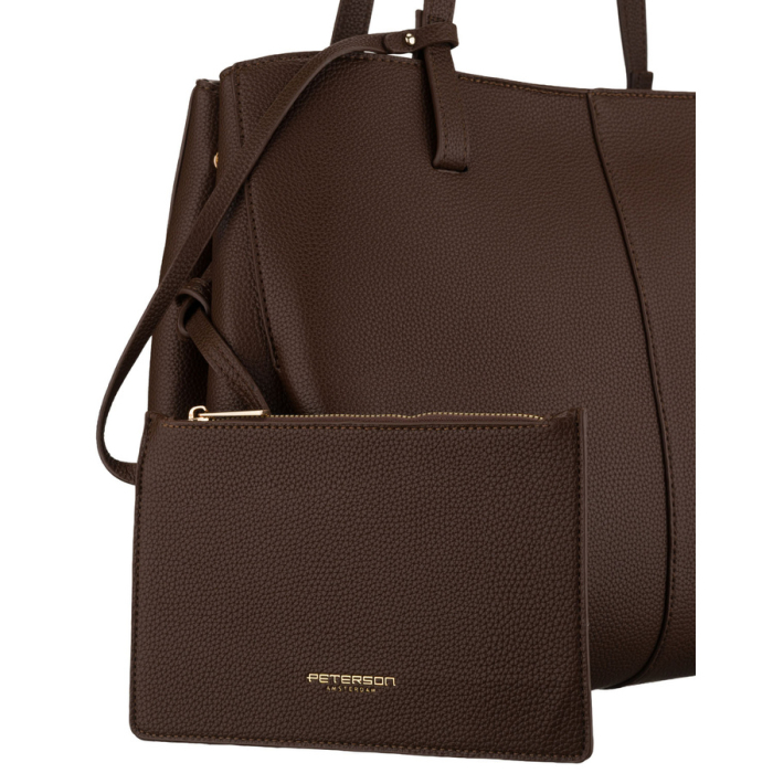 Geantă de damă maro, din piele ecologică, cu husă practică inclusă - Peterson PTR-PTN TOR-ALE-26 BRWON [4]