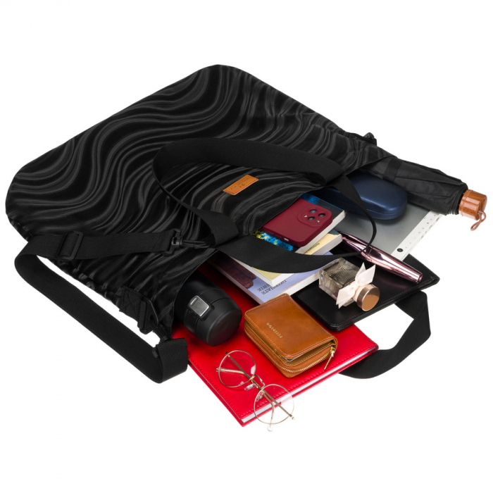 Geantă de damă din poliester negru cu model ondulat - Rovicky PTR-R-TZ15605-2462 BLACK [8]