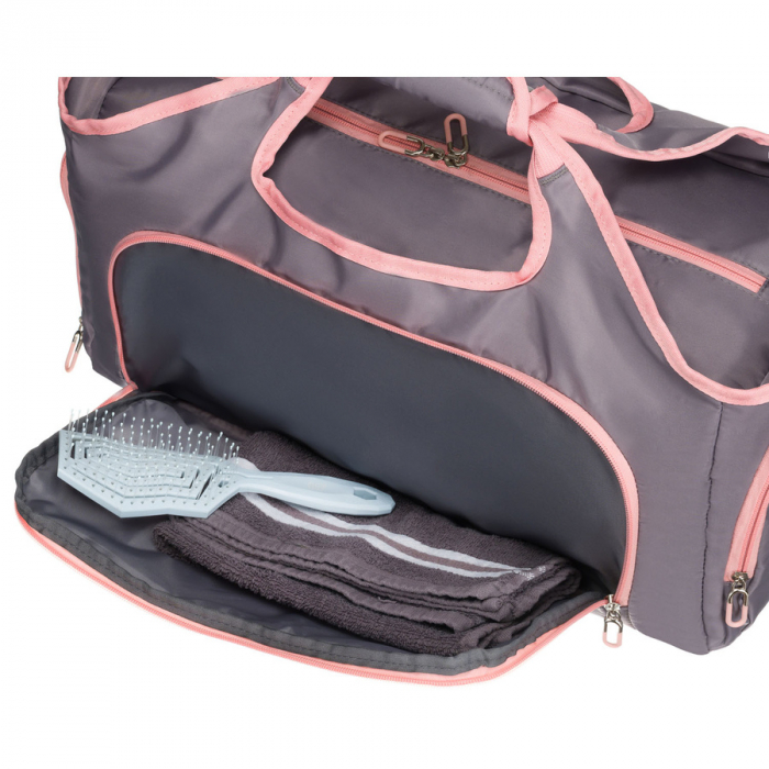 Geantă de călătorie spațioasă, gri-roz, pentru weekend, cu compartiment termic pentru încălțăminte - Peterson PTR-PTN 24480 GRAY-PINK [5]