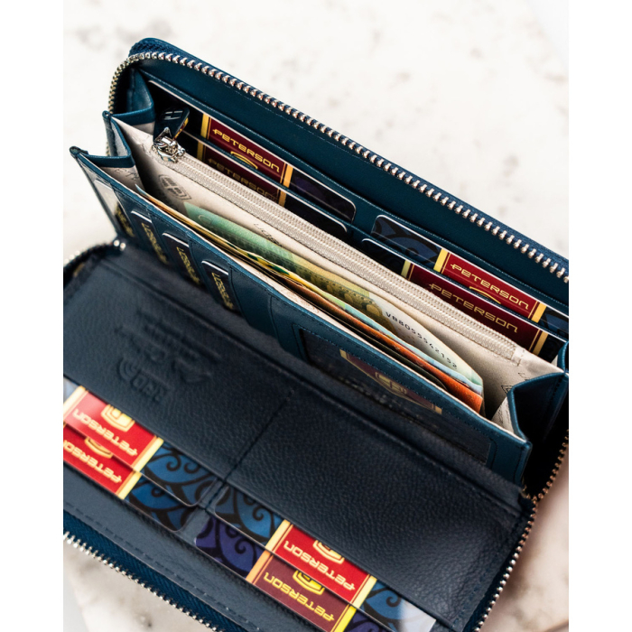 Portofel-penar pentru femei din piele naturală și ecologică, de culoare bleumarin, cu închidere cu fermoar - Peterson PTR-PTN PX25-F773 NAVY [9]