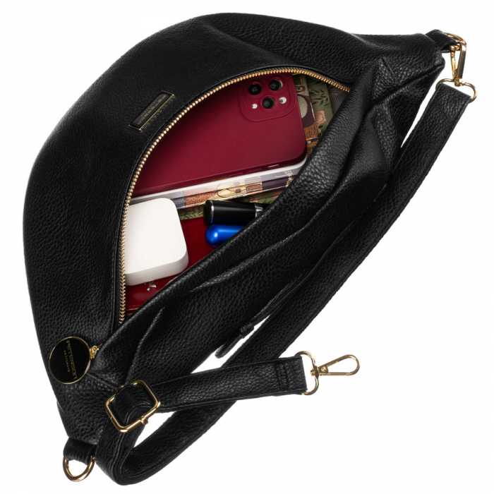 Geantă clasică neagră pentru femei, tip borseta, geantă de umăr sau geantă crossbody, piele ecologică, Peterson PTR-PTN SSY-2-F19 BLACK [9]