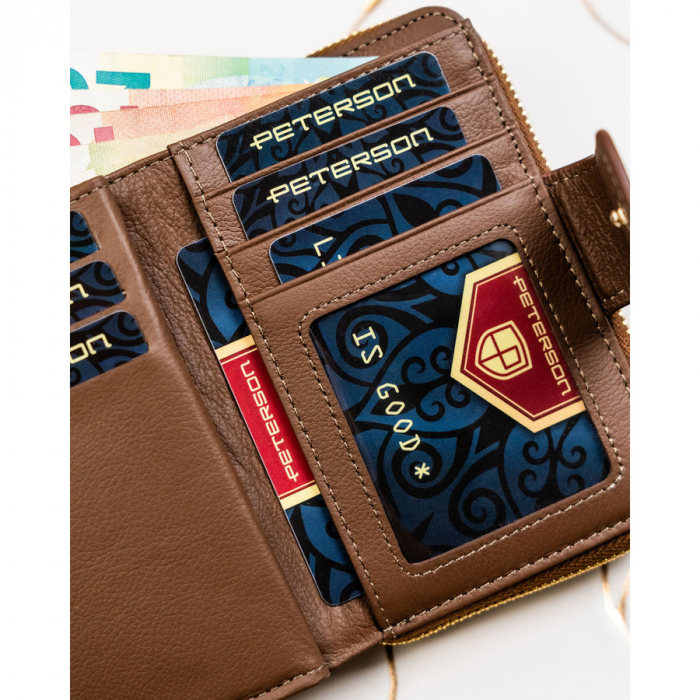 Portofel din piele pentru femei Peterson PTR-PTN PS115-HNL BROWN [8]