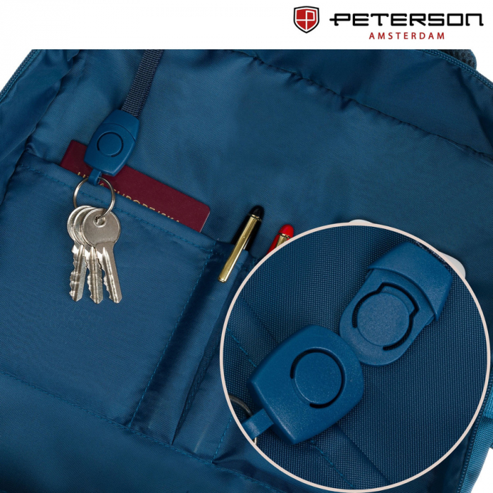 Rucsac de călătorie albastru, perfect pentru bagajul de mână și echipat cu curele de compresie - Peterson PTR-PTN 24421-5104 BLUE [29]
