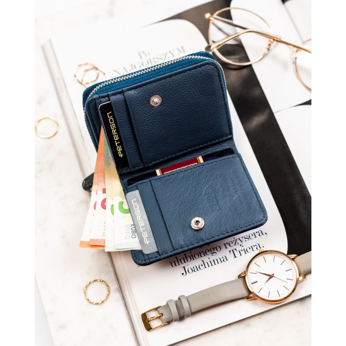 Portofel mic de damă din piele naturală și ecologică, bleumarin - Peterson PTR-PTN PX33-F773 NAVY [7]